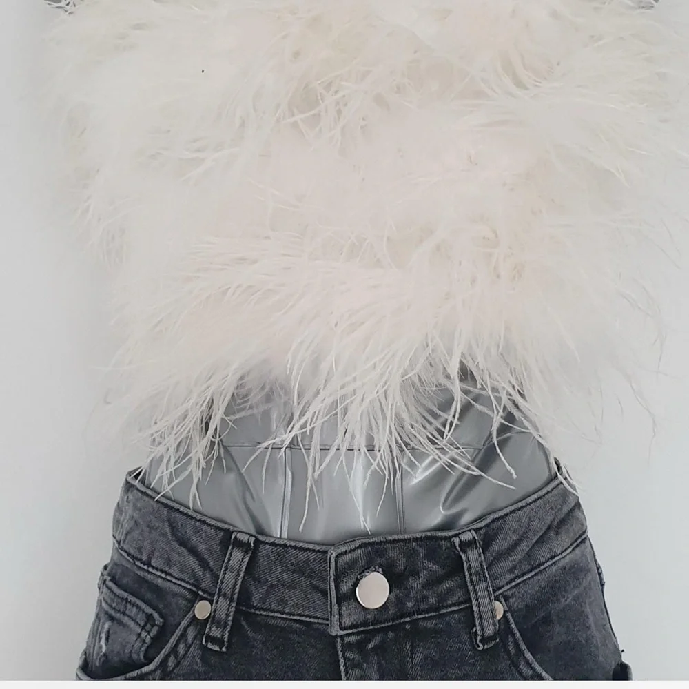 Karen Millen Bardot feather crop top - Picture 2 of 7